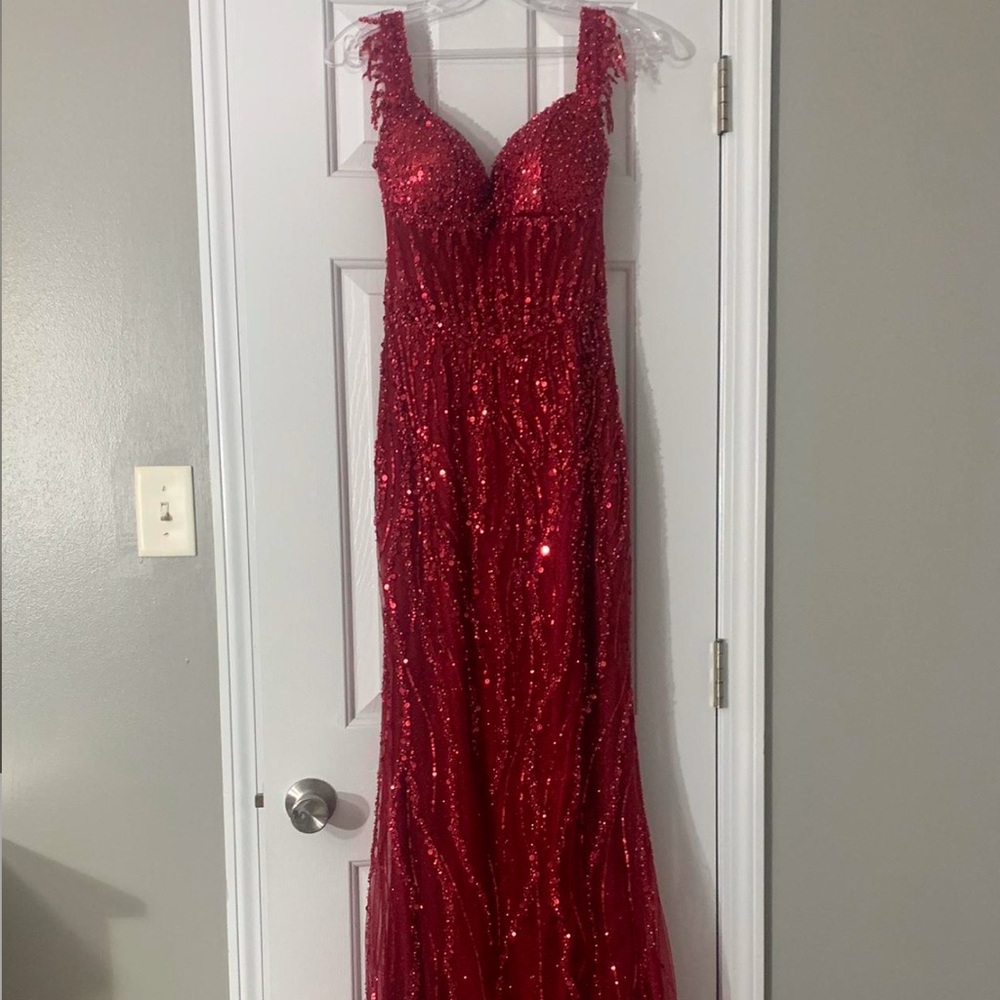 Elegant Red Sequin Gown